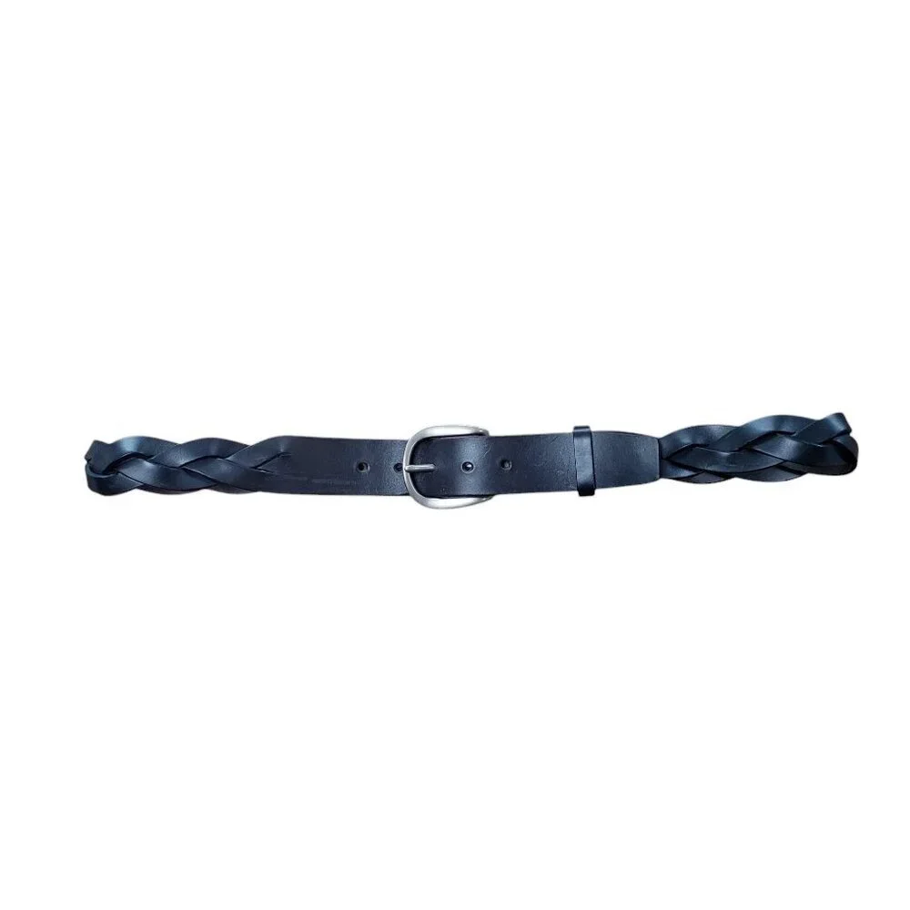 Coach Braided Belt Black Leather 1.5